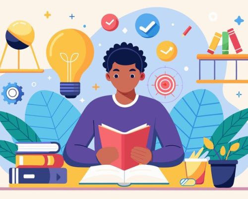 um-aluno-le-um-livro-enquanto-esta-cercado-por-simbolos-de-aprendizagem-e-criatividade-numa-area-de-estudo-vibrante-estudando-e-procurando-ideias_538213-142781